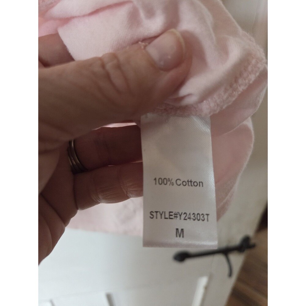 TUCKERNUCK Light Pink Kaia Flutter Ruffle Sleeve Tee Shirt Medium Cotton - Picture 5 of 10
